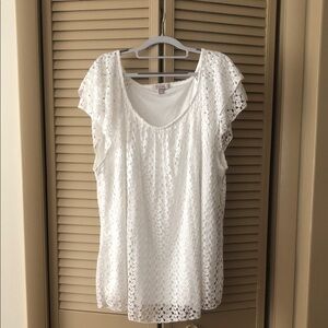Roz & Ali White Lace Blouse
